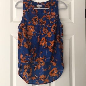 Allison Joy sleeveless blue floral blouse top, S